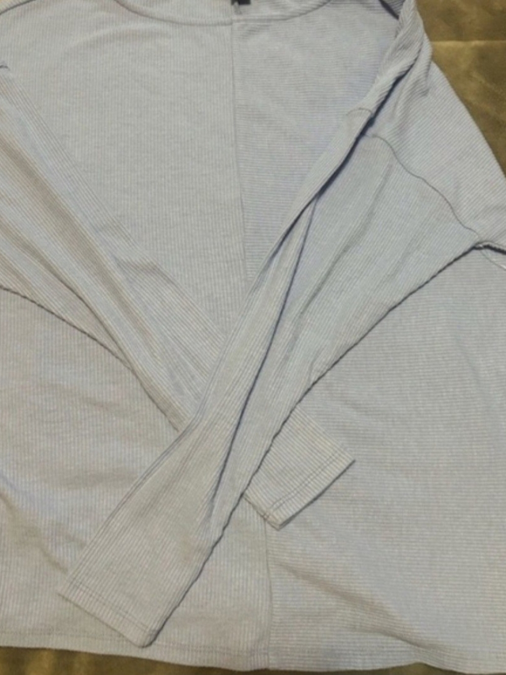 Simply Vera Vera Wang Light Blue Long Sleeve Ribbed Tee